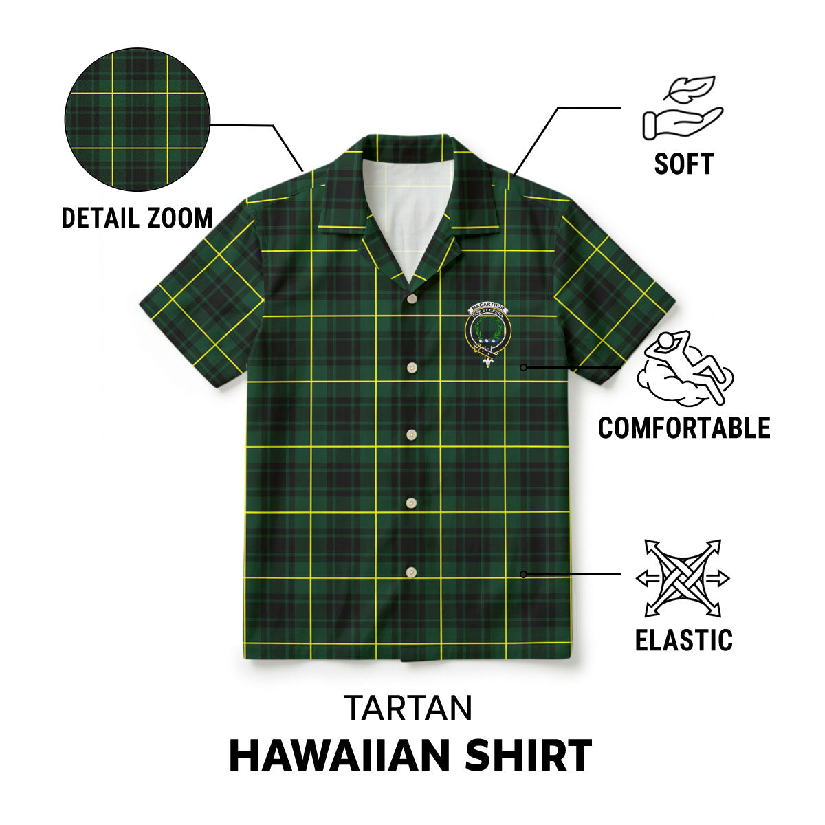 MacArthur Modern Tartan Crest Hawaiian Shirt