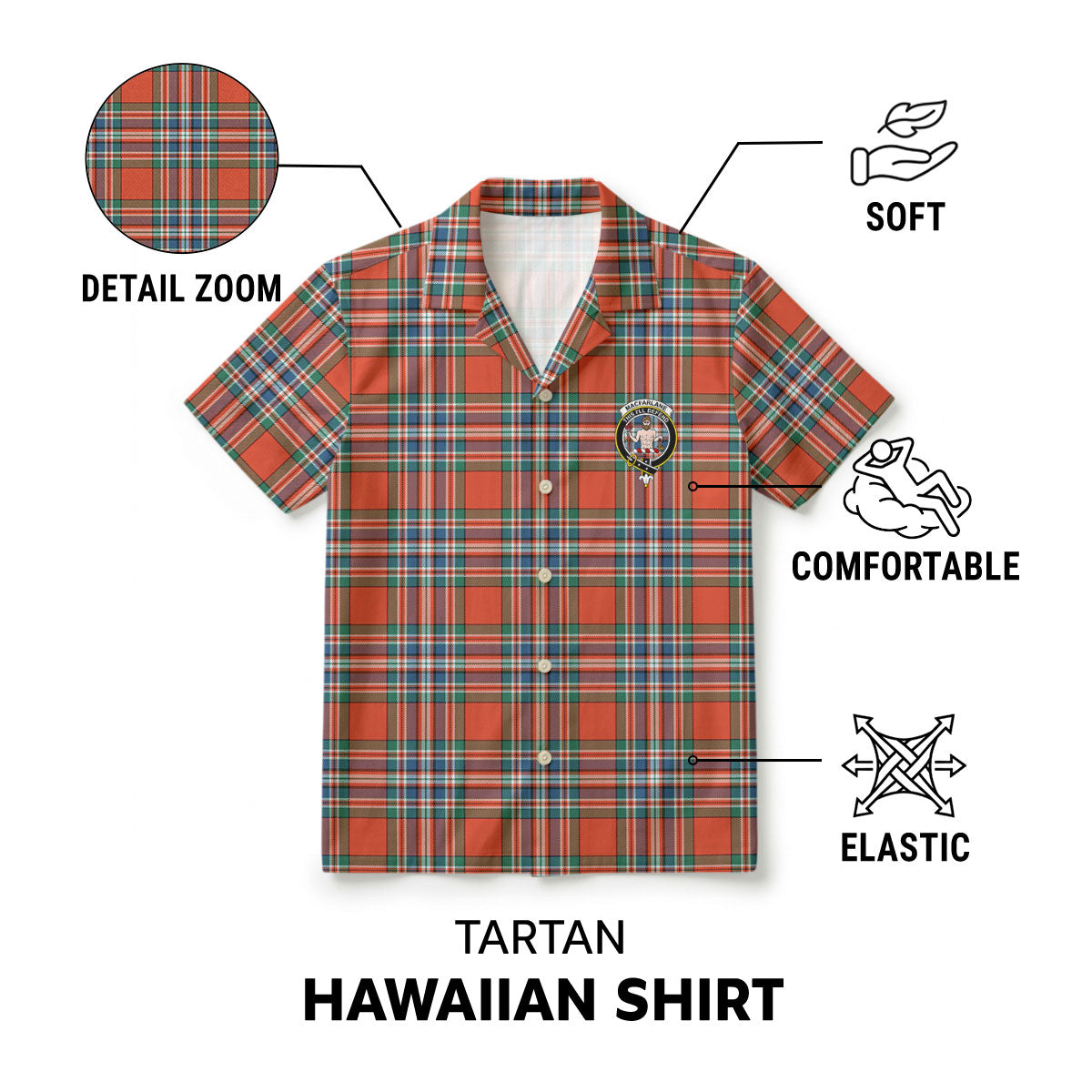MacFarlane Ancient Tartan Crest Hawaiian Shirt