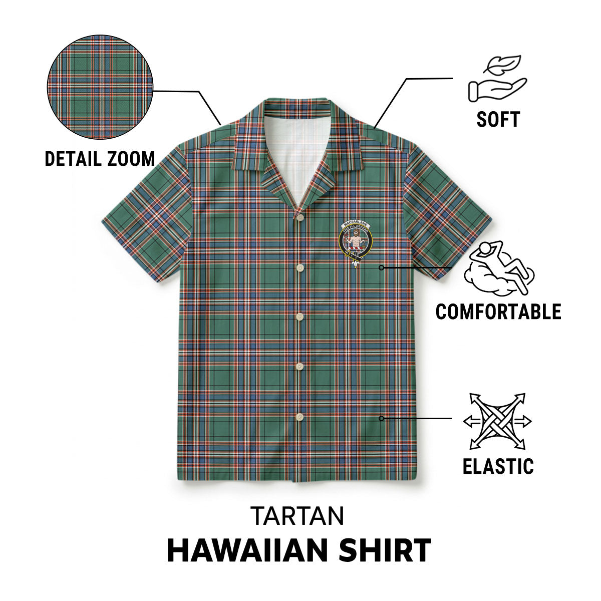 MacFarlane Hunting Ancient Tartan Crest Hawaiian Shirt