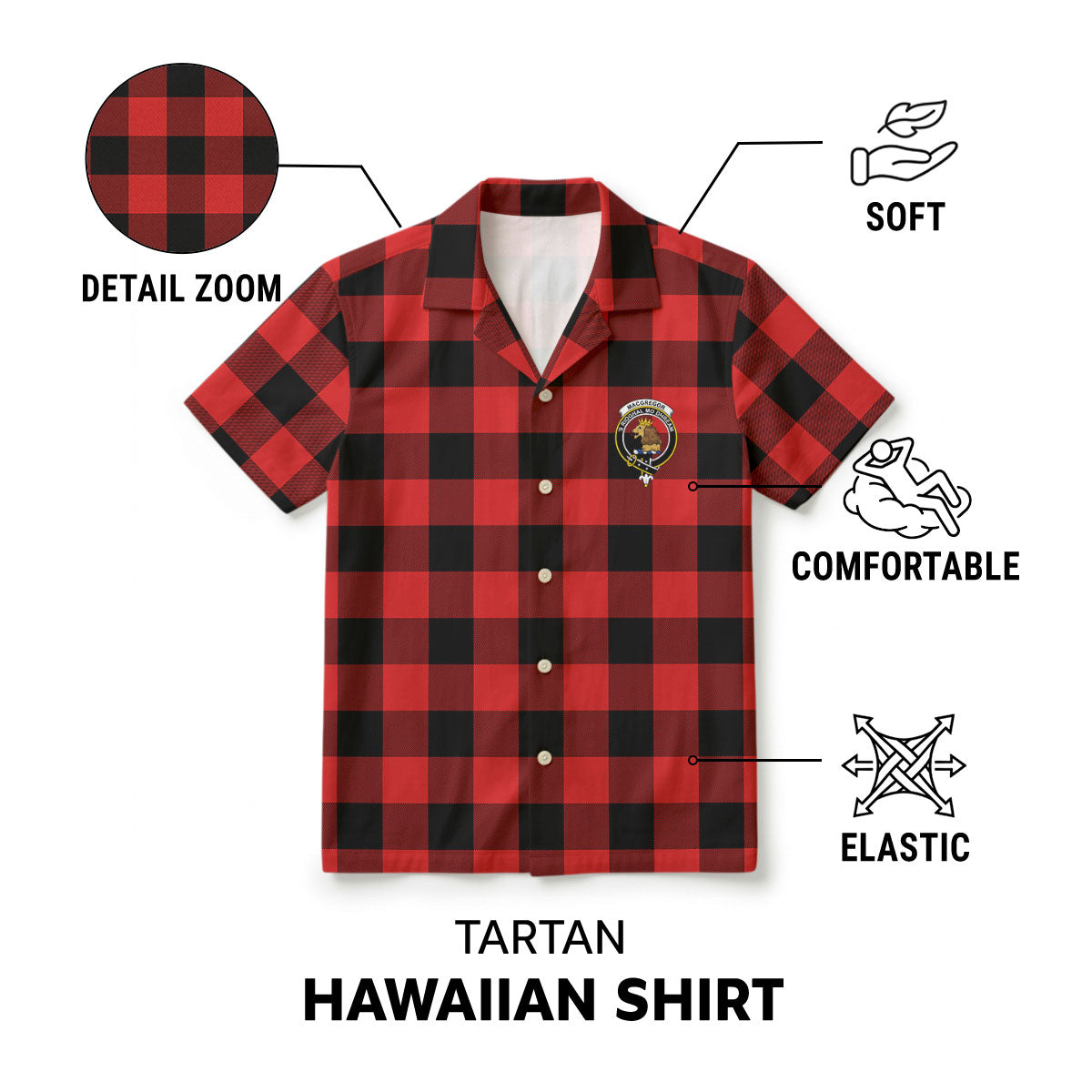 MacGregor Rob Roy Modern Tartan Crest Hawaiian Shirt