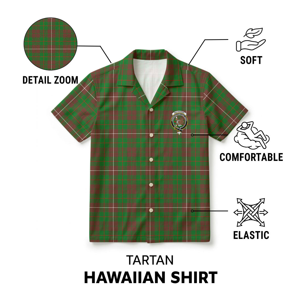 MacKinnon Hunting Modern Tartan Crest Hawaiian Shirt