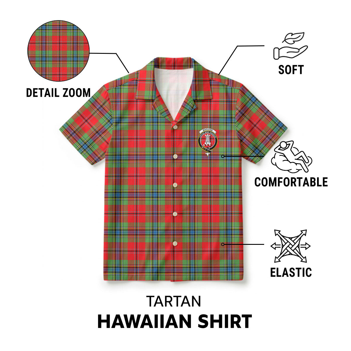 MacLean of Duart Modern Tartan Crest Hawaiian Shirt