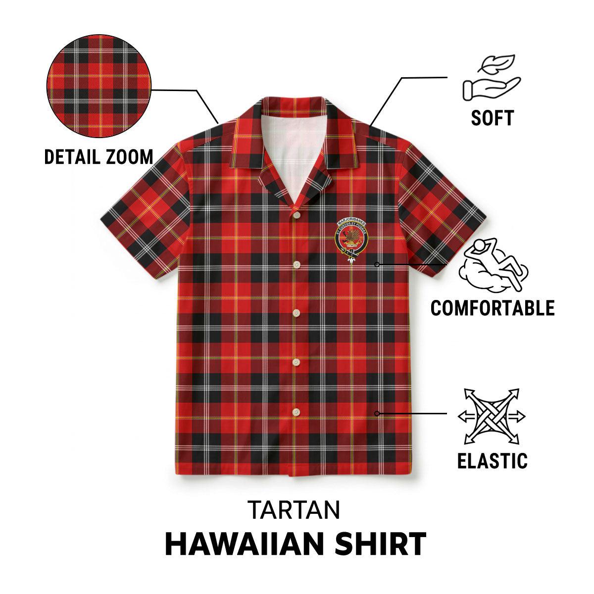 Marjoribanks Tartan Crest Hawaiian Shirt