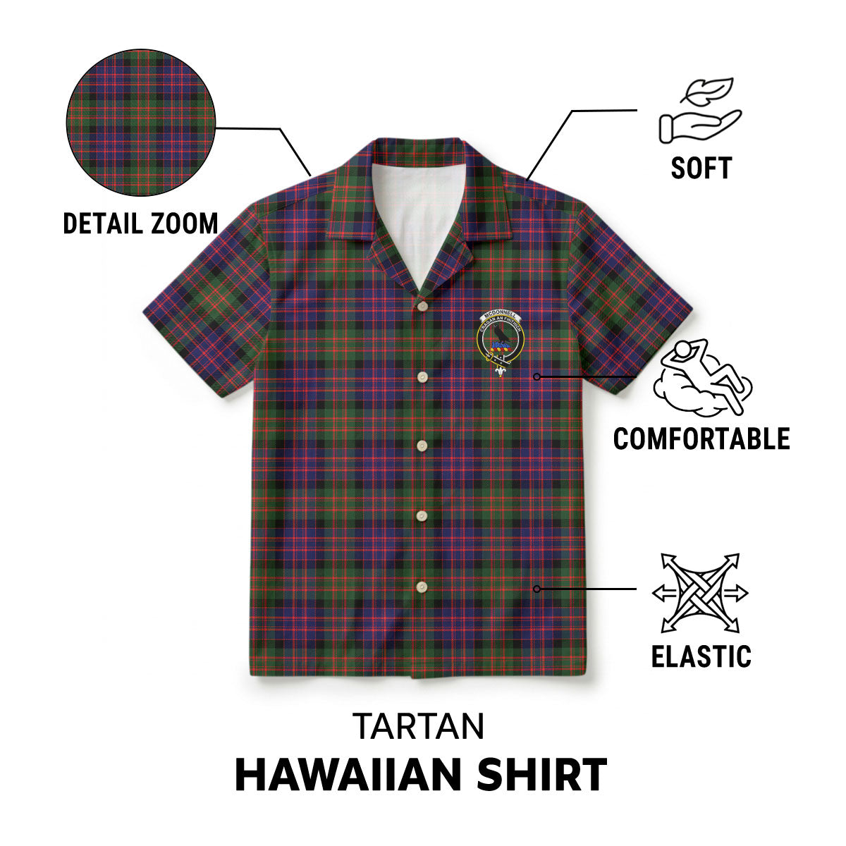 McDonnell of Glengarry Modern Tartan Crest Hawaiian Shirt