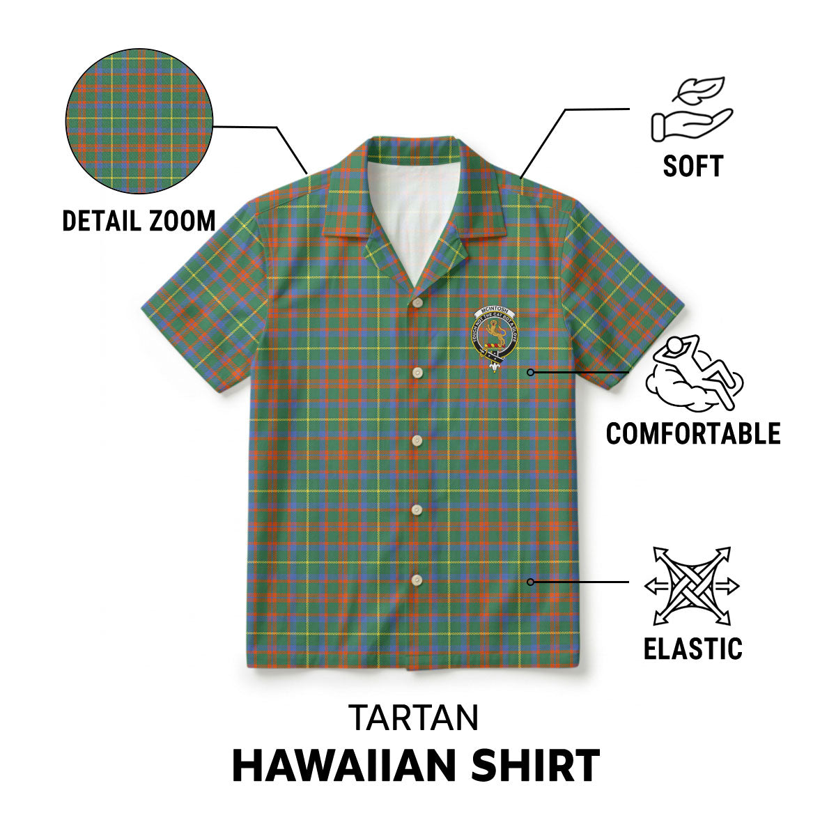 McIntosh Hunting Ancient Tartan Crest Hawaiian Shirt