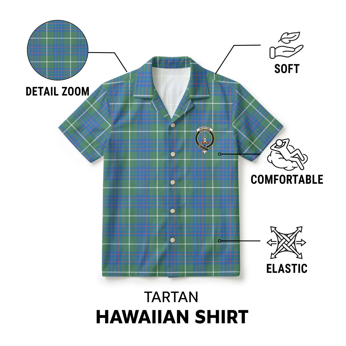 McIntyre Hunting Ancient Tartan Crest Hawaiian Shirt