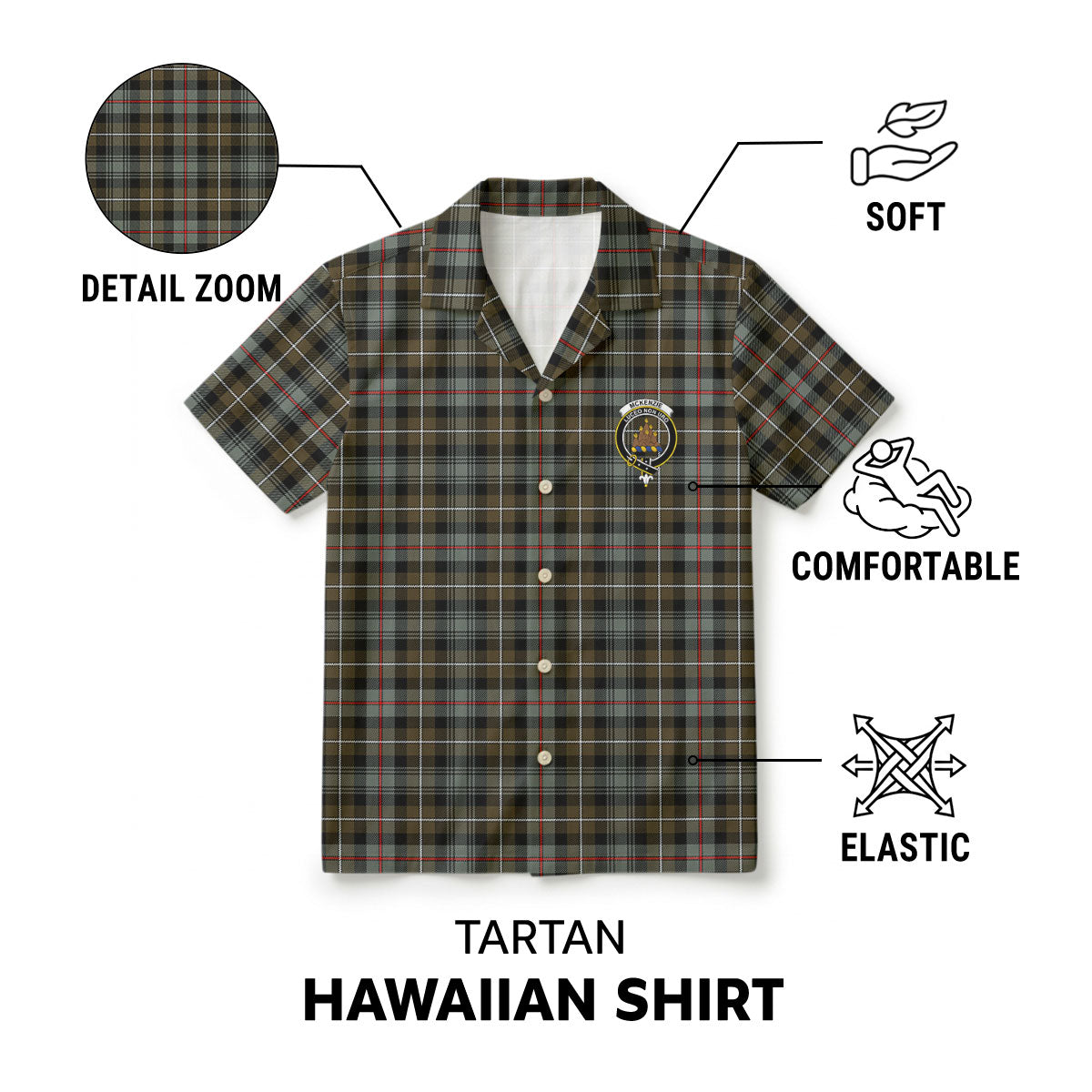 McKenzie Weathered Tartan Crest Hawaiian Shirt