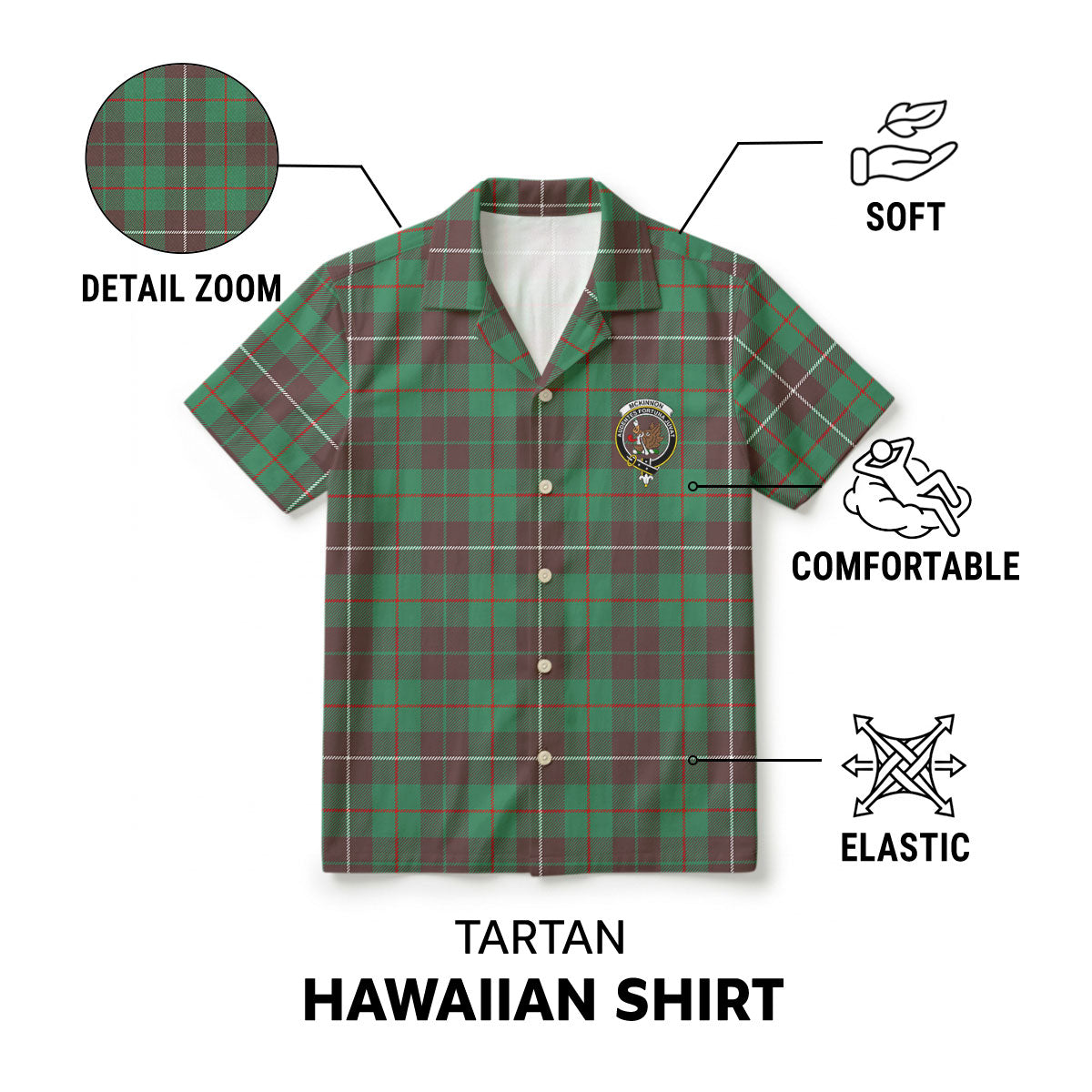 McKinnon Hunting Ancient Tartan Crest Hawaiian Shirt