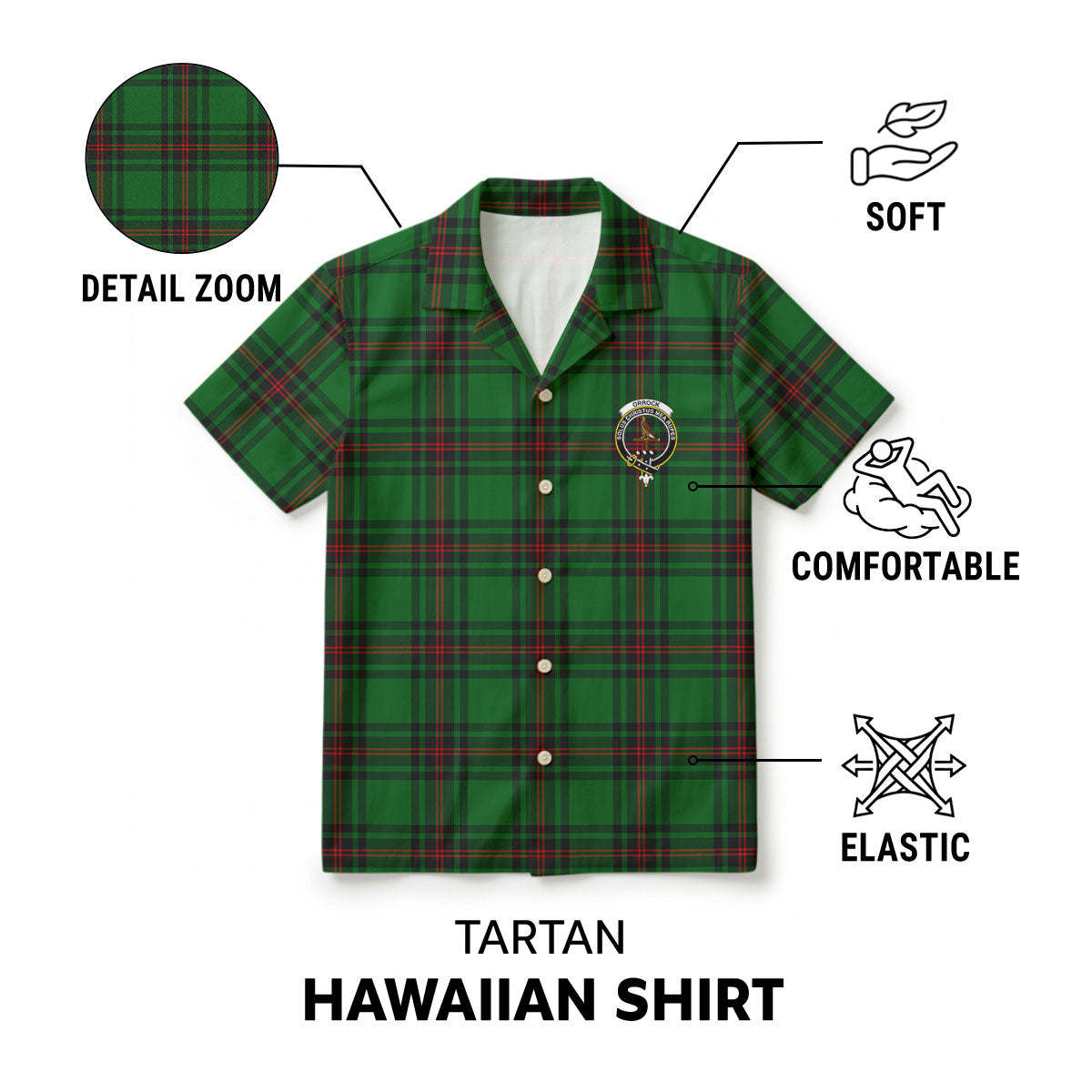 Orrock Tartan Crest Hawaiian Shirt