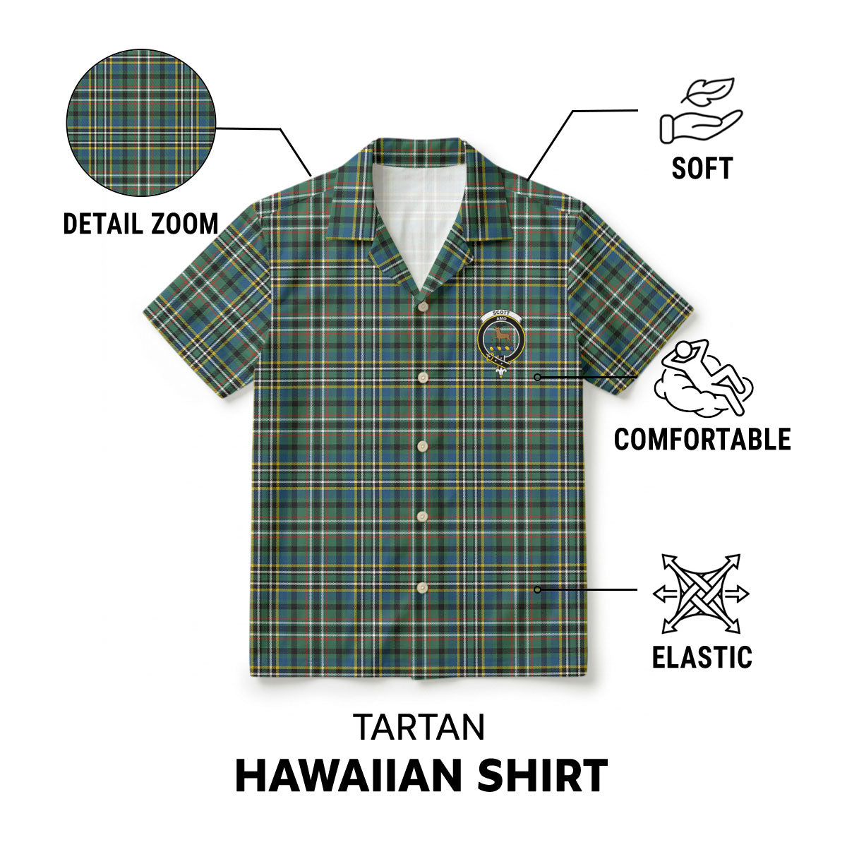 Scott Green Ancient Tartan Crest Hawaiian Shirt