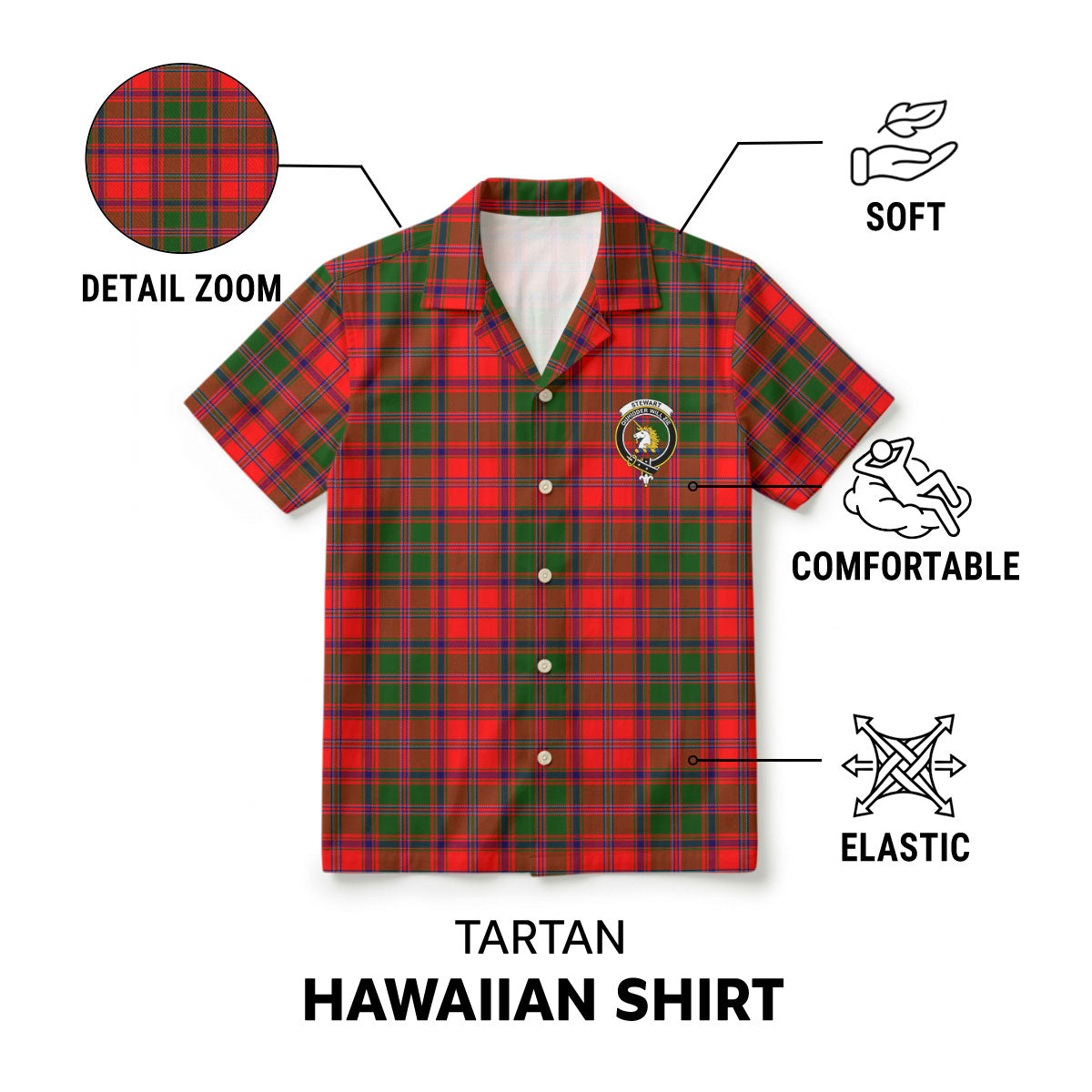 Stewart of Appin Modern Tartan Crest Hawaiian Shirt