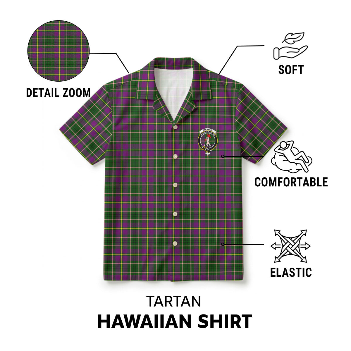 Tailyour (or Taylor) Tartan Crest Hawaiian Shirt
