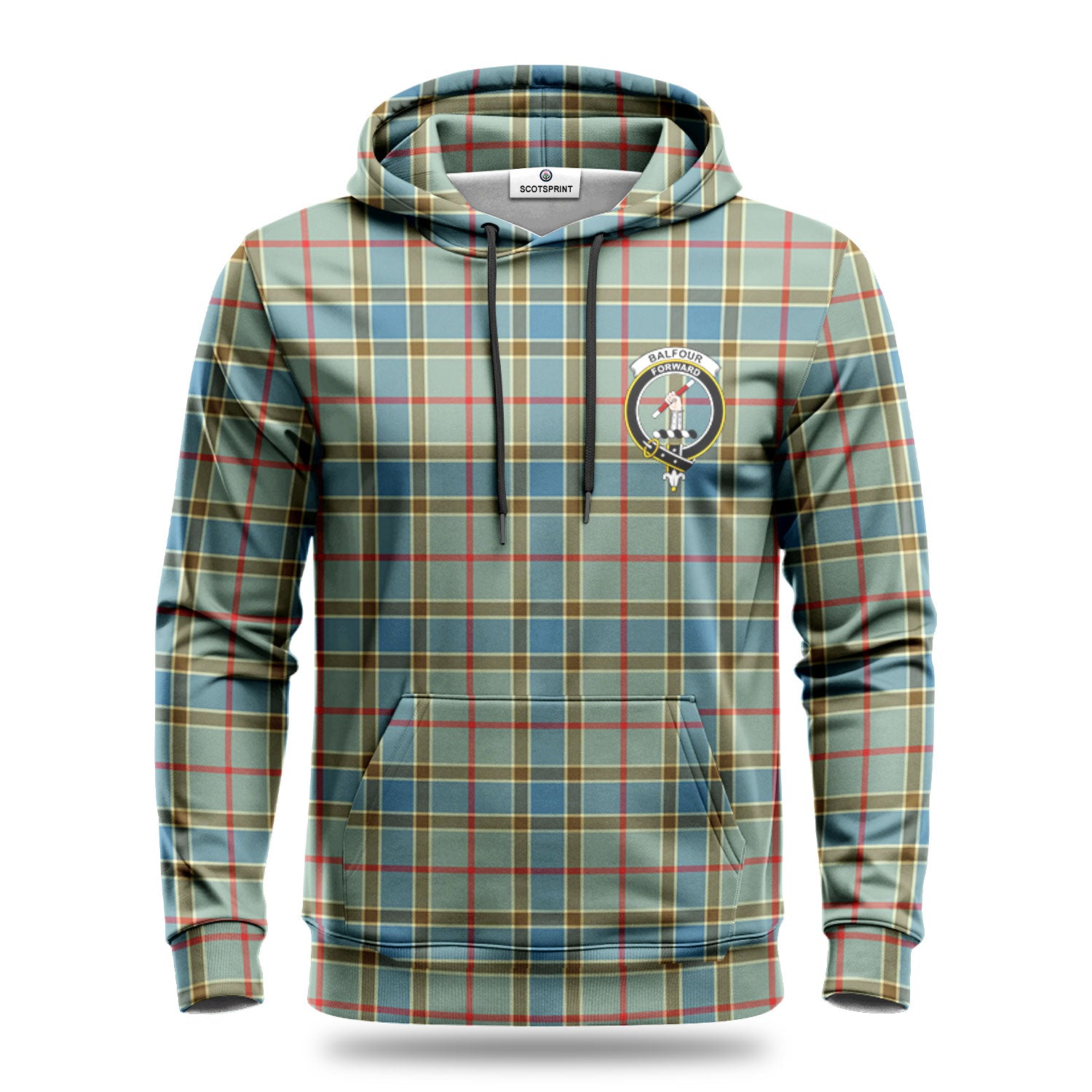 Balfour Blue Tartan Crest Hoodie