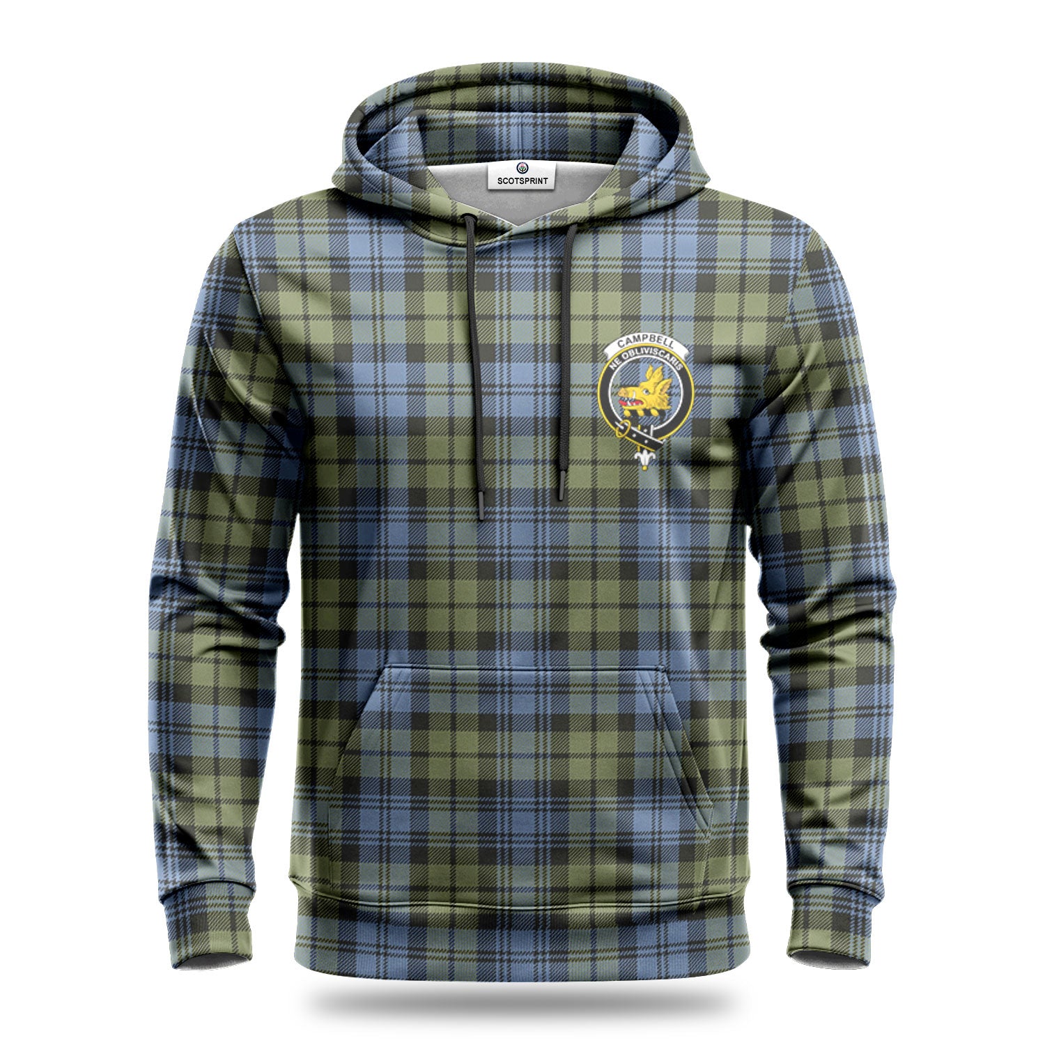 Campbell Faded Tartan Crest Hoodie