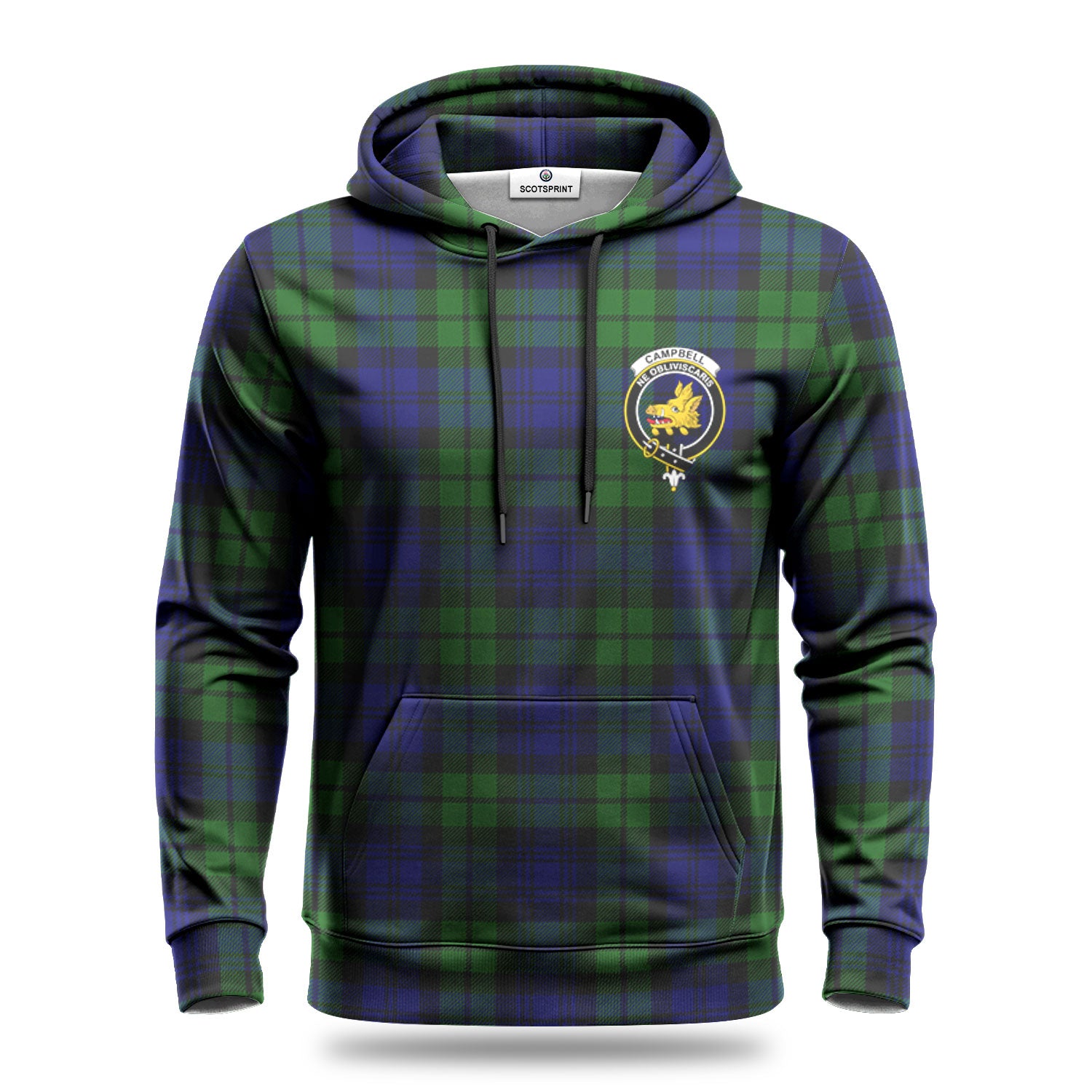 Campbell Modern Tartan Crest Hoodie