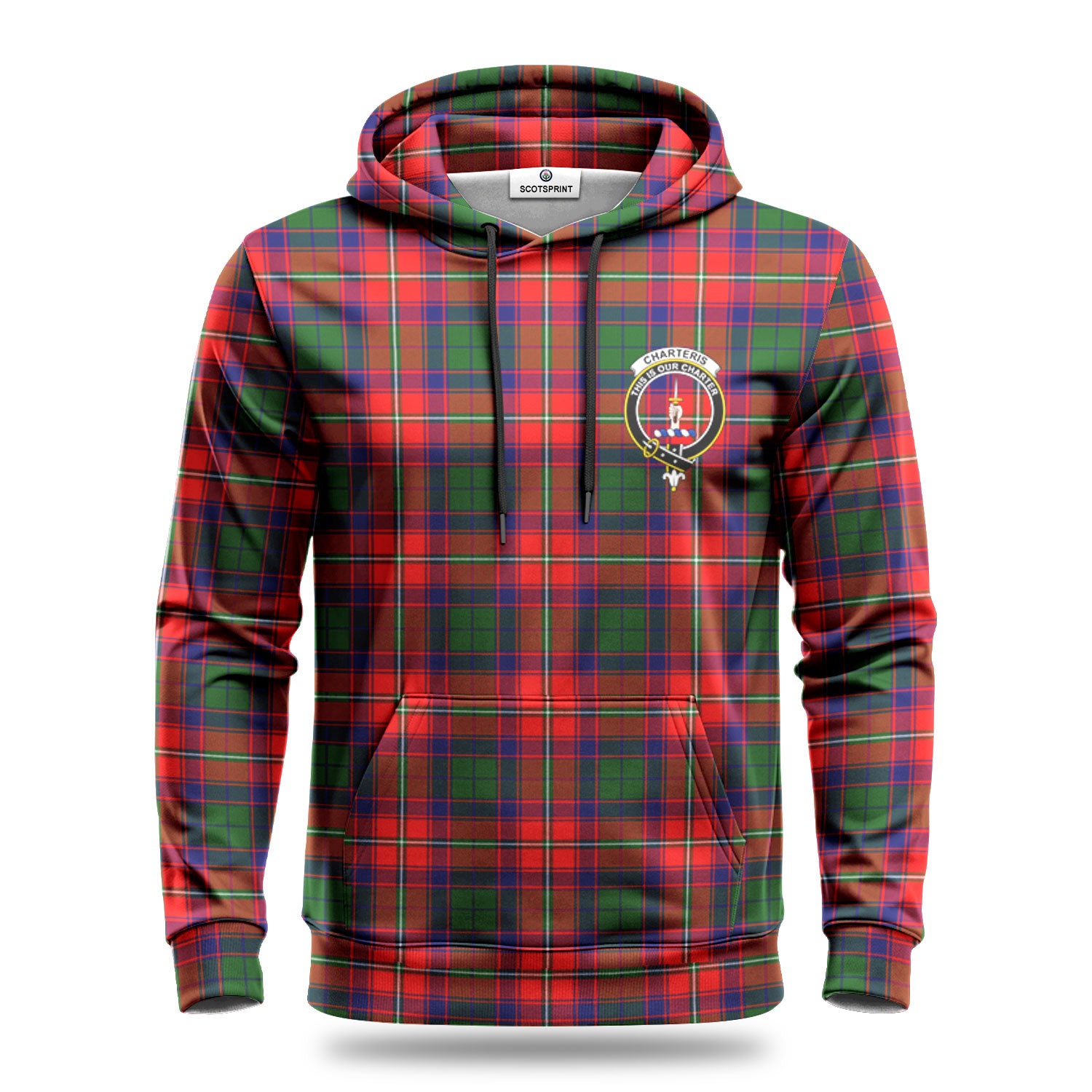 Charteris (Earl of Wemyss) Tartan Crest Hoodie