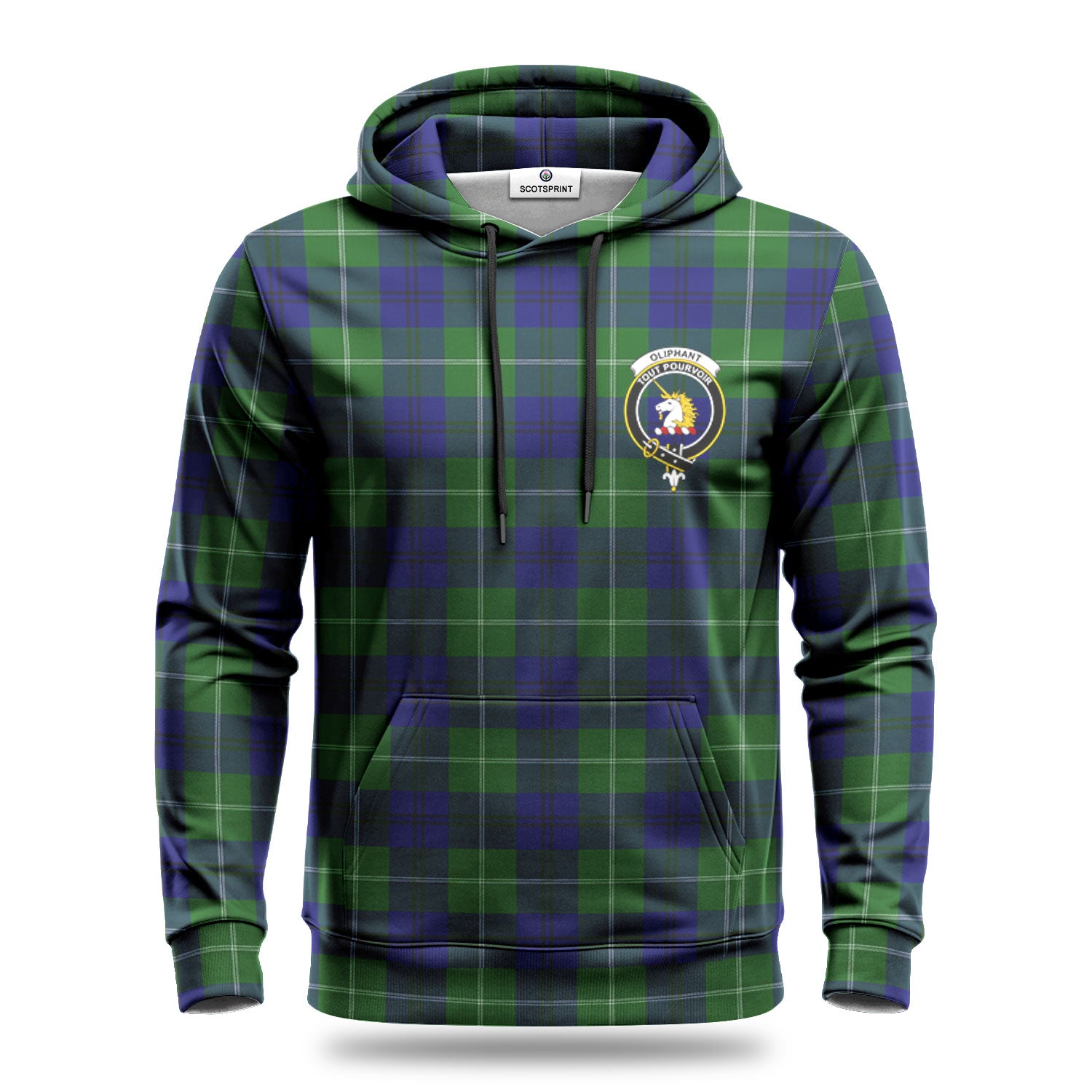 Oliphant Modern Tartan Crest Hoodie