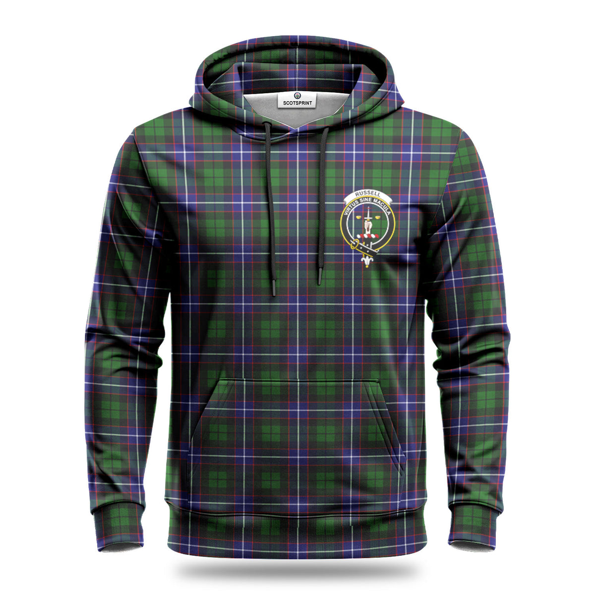 Russell Modern Tartan Crest Hoodie