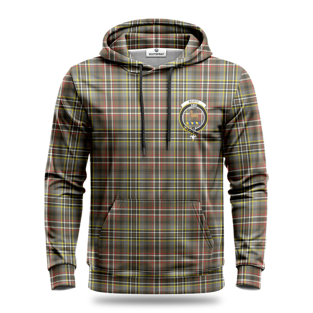 Scott Green Weathered Tartan Crest Hoodie