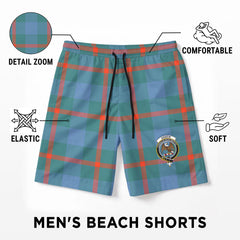 Agnew Ancient Tartan Crest Men's Beach Shorts
