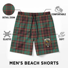 Buchan Ancient Tartan Crest Men's Beach Shorts