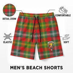 Forrester Tartan Crest Men's Beach Shorts