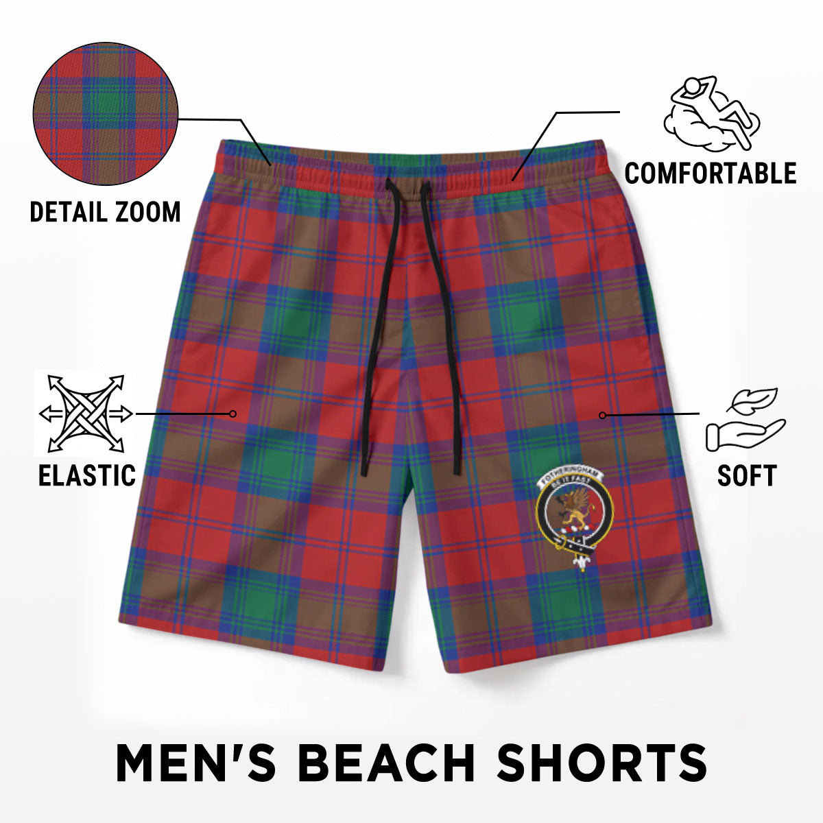 Fotheringham Tartan Crest Men's Beach Shorts