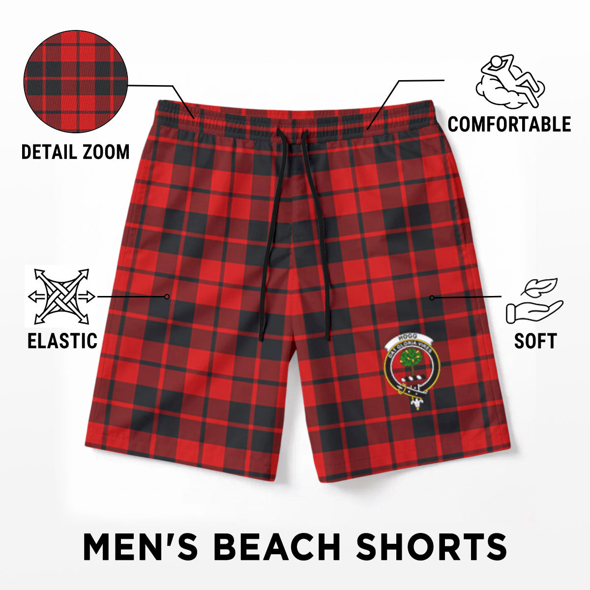 Hogg Tartan Crest Men's Beach Shorts