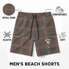 Kennedy Weathered Tartan Crest Men's Beach Shorts