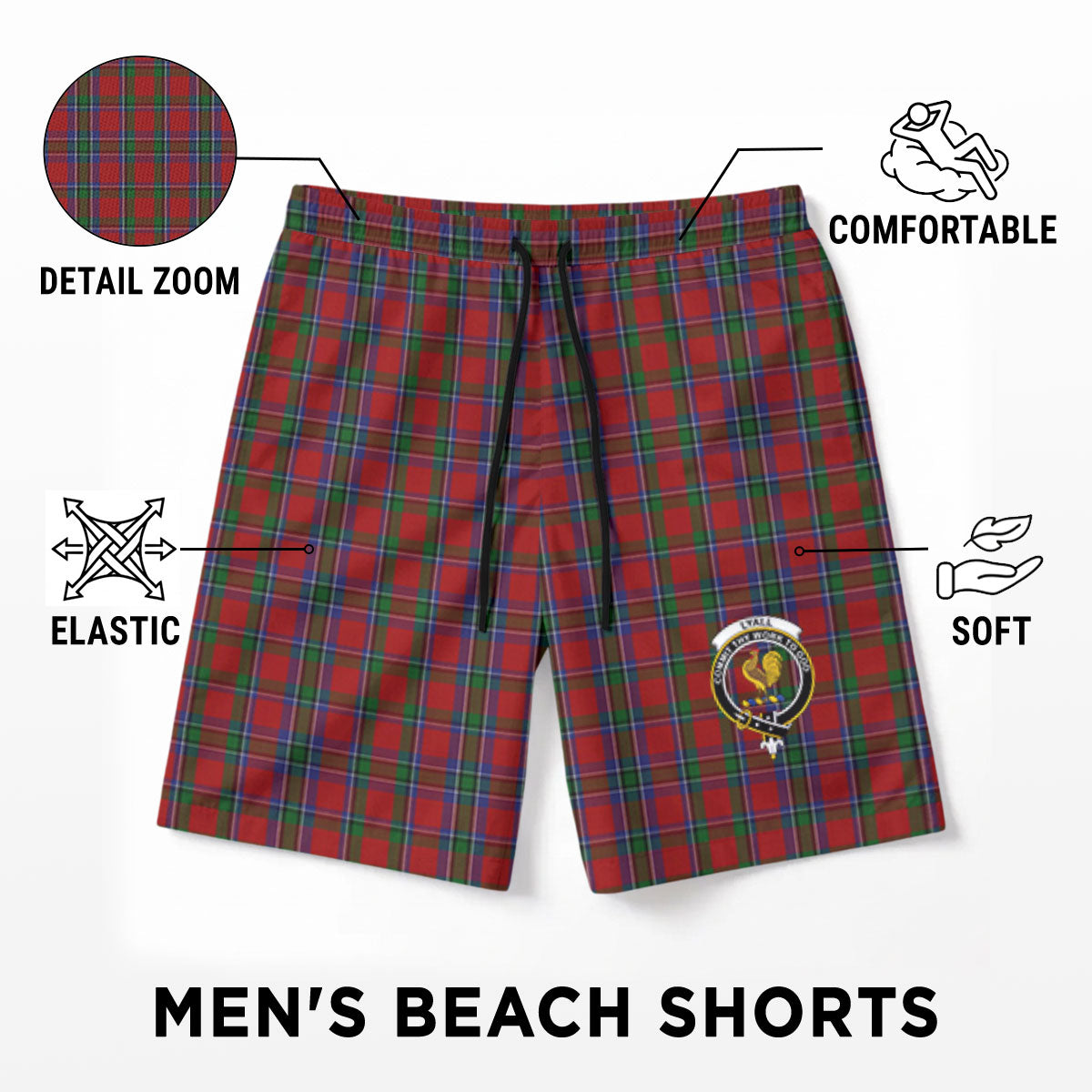 Lyall Tartan Crest Men's Beach Shorts