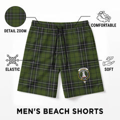 MacLean Hunting Tartan Crest Men's Beach Shorts