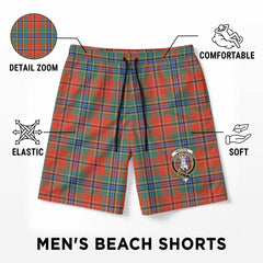 MacLean of Duart Ancient Tartan Crest Men's Beach Shorts