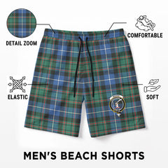 MacRae Hunting Ancient Tartan Crest Men's Beach Shorts