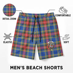McBeth Modern Tartan Crest Men's Beach Shorts