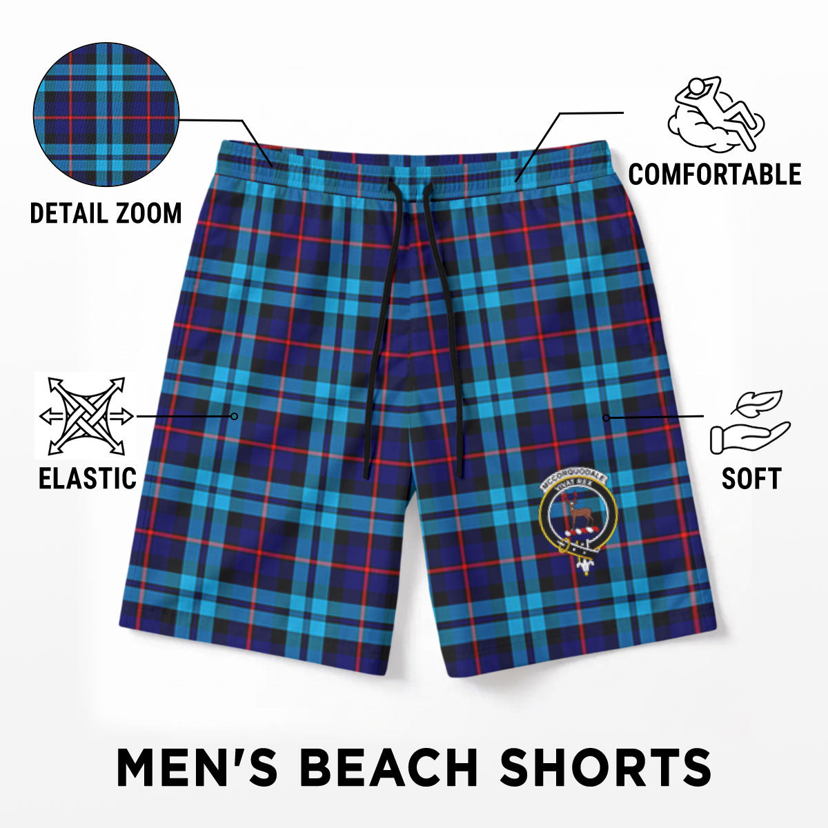McCorquodale Tartan Crest Men's Beach Shorts