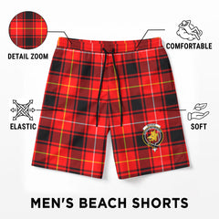 McIver Modern Tartan Crest Men's Beach Shorts