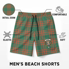 Menzies Green Ancient Tartan Crest Men's Beach Shorts