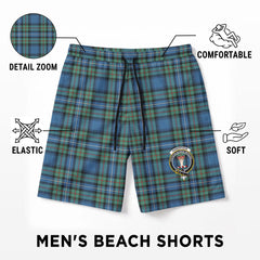 Robertson Hunting Ancient Tartan Crest Men's Beach Shorts