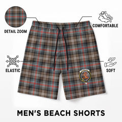 Sutherland Weathered Tartan Crest Men's Beach Shorts