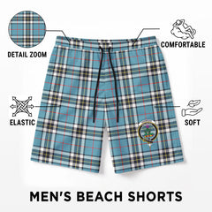 Thomson Blue Tartan Crest Men's Beach Shorts