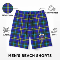 Weir Modern Tartan Crest Men's Beach Shorts