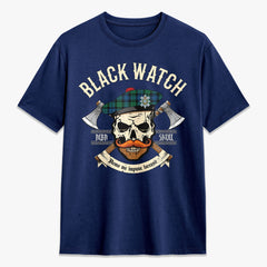 Black Watch Ancient Tartan Crest 2D T-shirt - Alba Skull Style