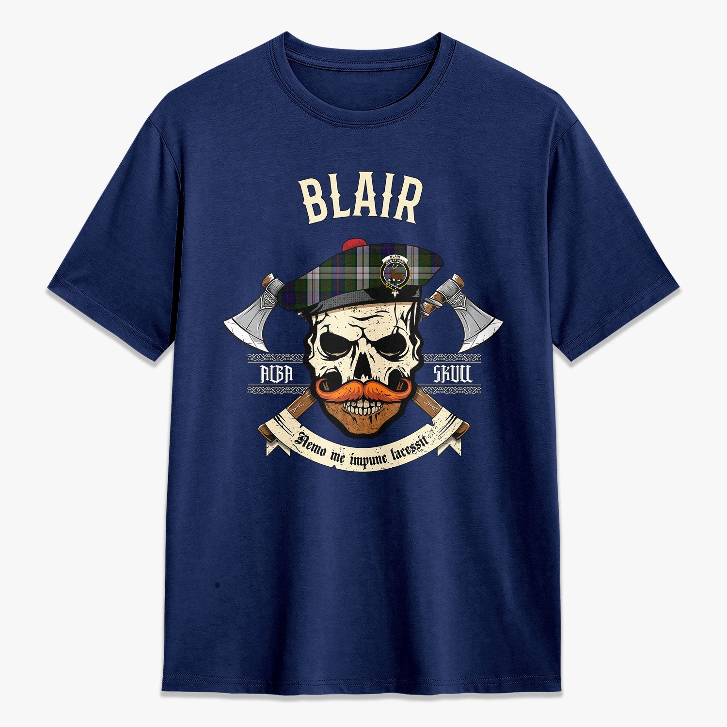 Blair Dress Tartan Crest 2D T-shirt - Alba Skull Style