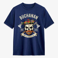 Buchanan Modern Tartan Crest 2D T-shirt - Alba Skull Style