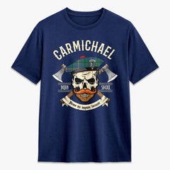 Carmichael Ancient Tartan Crest 2D T-shirt - Alba Skull Style