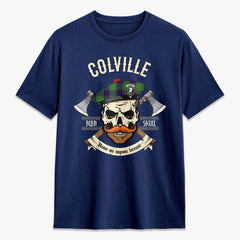 Colville Tartan Crest 2D T-shirt - Alba Skull Style