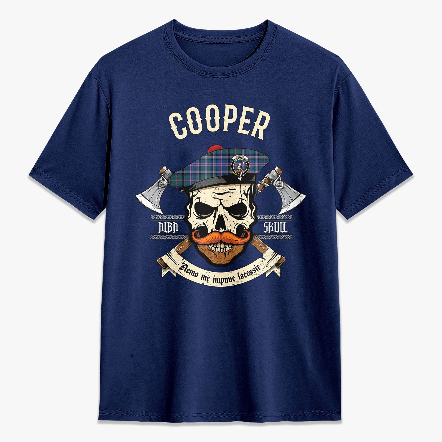 Cooper Ancient Tartan Crest 2D T-shirt - Alba Skull Style