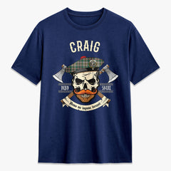 Craig Ancient Tartan Crest 2D T-shirt - Alba Skull Style