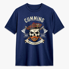 Cumming Hunting Weathered Tartan Crest 2D T-shirt - Alba Skull Style