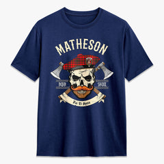 Custom Matheson Modern Tartan Crest 2D T-shirt - Alba Skull Style